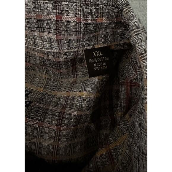 New Tasso Elba Grey Table Long Sleeve Gray Plaid Button Down Shirt XXL NWT - Picture 7 of 7